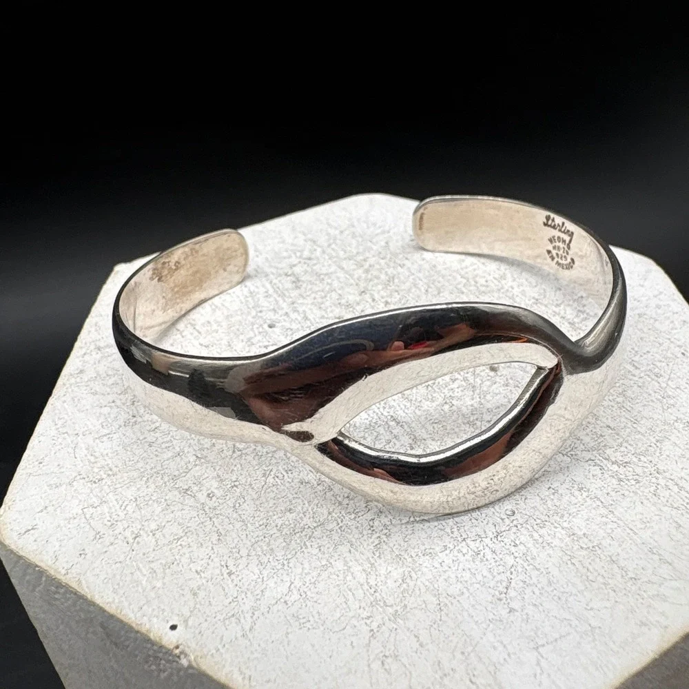 Taxco Cuff Bracelet Women OS Silver Excellent Modernist Sterling 925 Mexico
